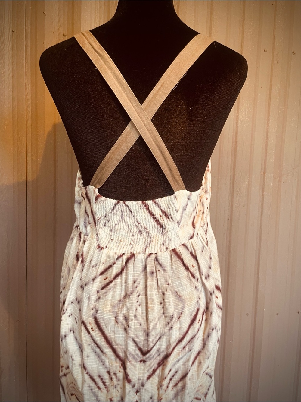 Anthro Eloise Sunny Forecast Chemise Dress Crisscross Strap Smocked Gauzy sz M - Picture 2 of 10